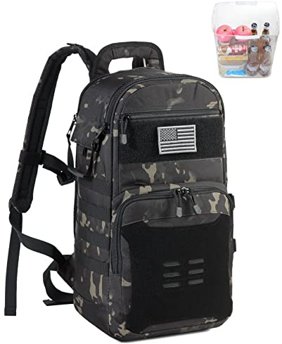 DBTAC Tactical Lunch Backpack, Large Lunch Cooler for Men Women | Backpack Coolers insulated for Work Picnic Travel (Charcoal Camo, 24-Cans)