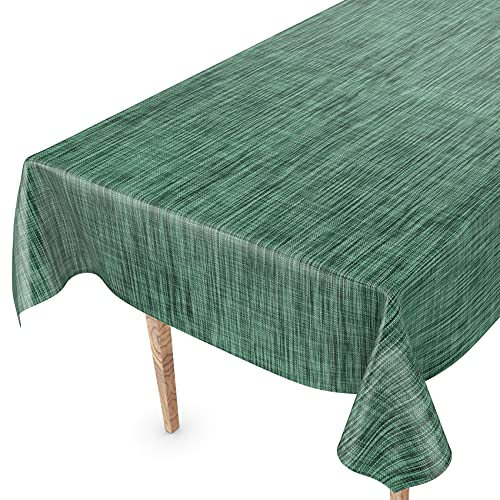 ANRO Tischdecke abwaschbar Wachstuch Wachstuchtischdecke Gartentischdecke Leinen-Optik Pflegeleicht Wasserabweisend 240 x 140 cm (Rechteckig) Grün Schnittkante