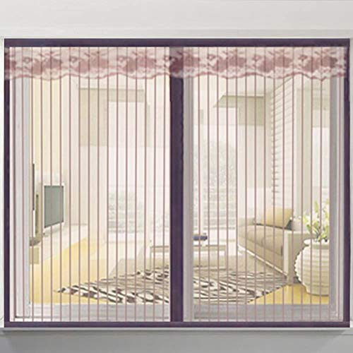WANWEN Acondicionadores de Aire,Malla magnética para Pantalla de Ventana,Imanes de Cortina de Insectos y Mosquitos antimoscas a Rayas Cinta mágica silenciosa Mosquitera autoadhesiva para Ventana-A