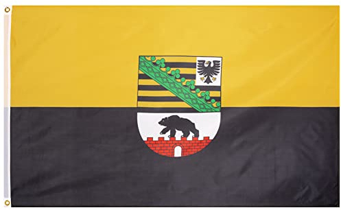 MUWO Flagga 16 tyska förbundsländer + Mallorca 90 x 150 cm, dubbelsidig trädgårdsflagga, väderbeständig fanflagga, polyester landsflagga Tyskland, med metallöljetter (Sachsen-Anhalt)