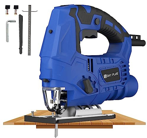 Jigsaw with Blade and Laser Guide, Electric Saw to Cut Wood, Plastic and Metal, 800W Jig Saw Tool, Max ±45° Bevel Cutting Angle, 6 Adjustable Speeds, 4-Position Orbital Action