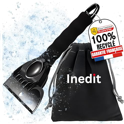 nedit Grattoir Pare Brise Voiture + Sac de Rangement Offert - Raclette Pare Brise Voiture - Gratte Pare Brise Voiture - Efficacité Garantie (Noir)