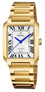 Festina Damen Uhr Analog Edelstahl 316L Gold - Quarzwerk - Mineralglas hochresistent - 5 ATM wasserdicht - Datum F20680/1 - On The Square