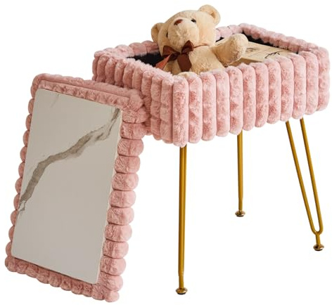 IBUYKE rectángulo Silla de vanidad otomana reposapiés Taburete Rosa WBD004P
