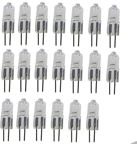 JZLBBC 20Pc Bombillas Halógenas G4 6V 20W Lámparas Halógena G4 Regulable Blanco Cálido Para lámpara de proyección, lámpara de instrumento, lámpara de microscopio,20W