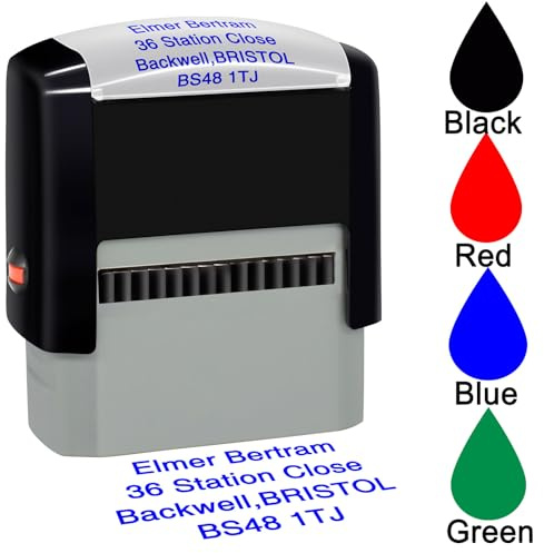 Personalised Stamp Self-Inking Custom Business Address Rubber Stamps Customised Return Address Stamp with Name Date Signature(47 x 18mm -4 Lines)