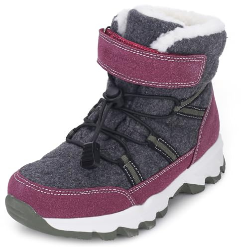 visionreast Boys Girls Wool Lining Snow Boots Winter Walking Boots for Kids Non Slip Unisex-Child Cold Weather Shoes Outdoor Boots Plum 7.5 Men/9 Women(40)
