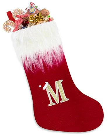 Weihnachtsstrumpf, 50cm Weißer Bart Weihnachtsstrumpf Gestrickt , Personalisierte Weihnachtsstrümpfe mit Buchstaben, Weihnachtsbaum Kamin Hängende Ornamente für Weihnachtsbaum,Heim,Wand und Treppe