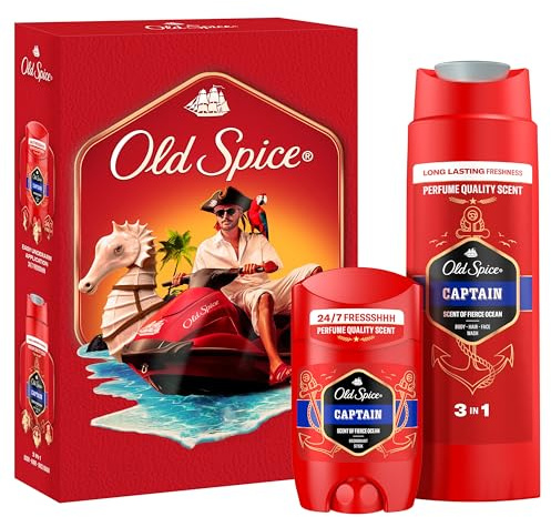 Old Spice Captain Gift Set For Men With Captain Deodorant Stick And Shower Gel, 24/7 Fressshhh With Daily Use, Long Lasting Perfume Quality Scent