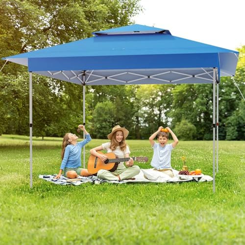 Tonnelle de Jardin Extérieur 3×3, Stable, Pop-up Portable Gazebo, Protection UV 50+, Tente de Réception avec 4 PCS Sac de Sable, Sac de Transport à roulettes, pour extérieur marché Jardin Bleu
