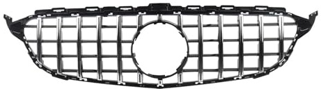 Frontal Grille para Benz W205 C250 C300 2015 2016 2017 2018 Parrilla De Radiador De Carreras Estilo GT Sin Orificio para Cámara Cromada Y Negra Rejilla De Radiador