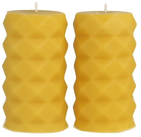 Danilovo Candele Cera d’Api Naturale al 100% - Decorazioni Casa Eleganti e di Alta Qualità - Candele Naturali Decorative e Sostenibili (2 pz, 5.5 x 11 cm, 23 Ore)