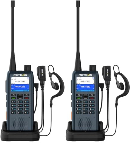 Retevis MateTalk C63 Walkie-talkie för Vuxna, Larmsystem med Vibrationslarm/SMS-Funktion, LCD-Skärm, 2200 mAh, Kraftfull 3 Samtalslägen, Smal Walkie-Talkie för Kontorstorn (2-Pack)