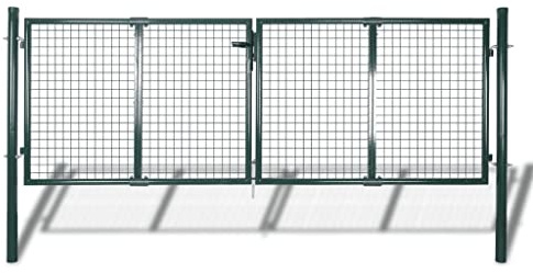 Cancello per Recinzione, Acciaio Rinforzato, Design Moderno, Cancello Giardino Esterno, Portoncino Ingresso Esterno, per Giardino, Cortile, Verde Scuro, 306x175 cm/289x125 cm