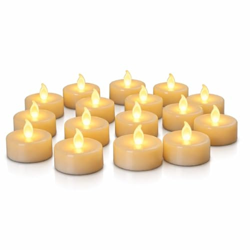 Candle Lights,24 Pack Realistic and Bright Flickering Battery Operated Flameless LED Tea Light Candles, 200+ Hours led tealights in Warm Yellow for Wedding,Halloween,Festivals,Party Decoration