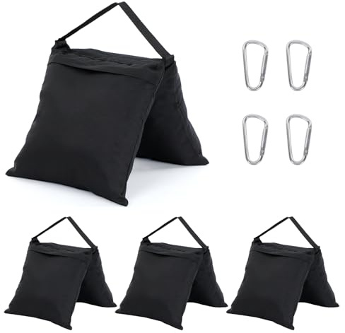GNEGNI LIFE Juego de saco de arena para un soporte seguro, 4 bolsas de peso de nailon (máx. 9 kg), ideal para contrapeso y sujeción de trípodes en estudio fotográfico (negro)