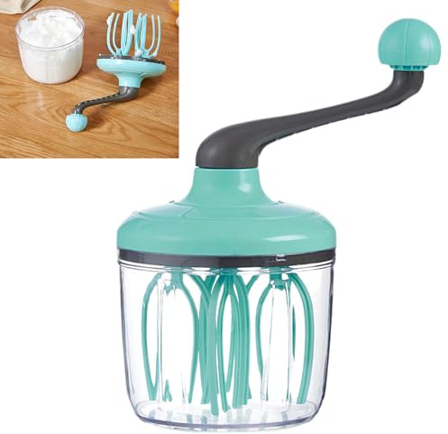 Syiyunran Batidora Manual Batidor Giratorio - Verde, 1 Unidad, de Huevos Agitador Masa Cocina Espiral Con Mango Giratorio, Para Batir Huevos, Nata y Barillas Varillas Batidos Barilla