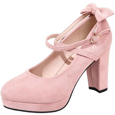 Pumps Damen Plateau Oktoberfest Elegantes Trachtenschuhe mit Kreuz Riemchen Halbschuhe High Heels Weite H Brautschuhe Cerrados Cómodos Tanzschuhe Blockabsatz Hochzeitsschuhe Bierfest Absatzschuhe, A01