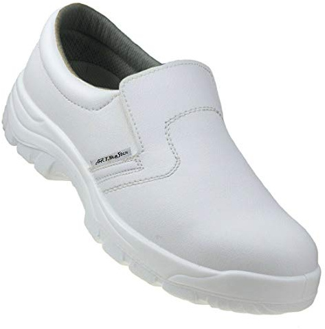 ART.MAS Sicherheitsschuhe S1 SRC – Weiße Arbeits-Halbschuhe Slip-On mit Stahlkappe, Antirutschsohle, Antistatisch