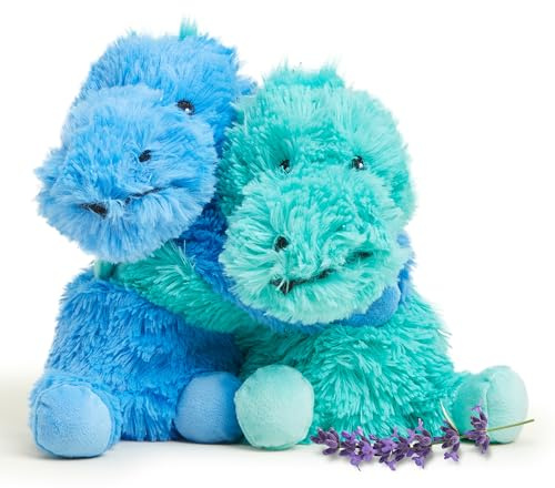 warmies Hugs Duo, Microwavable & Weighted Stuffed Animals, Dinosaur - Heated Stuffed Animal Plushie for Warmth & Comfort - Cute Soft Plush Toys for Adults & Children (Boys, Girls, Babies & Toddlers)