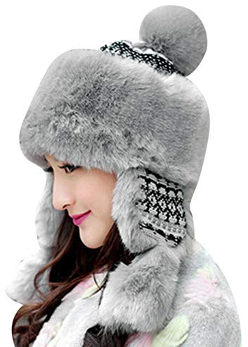 QCHOMEE Chapka Parent-Enfant Chapeau Hiver en Fausse Fourrure Thermique Femme Fille Casquette Chaud avec Oreillettes Couvre-Visage Anti-Vent/Froid pour Ski Snowboard Moto Camping