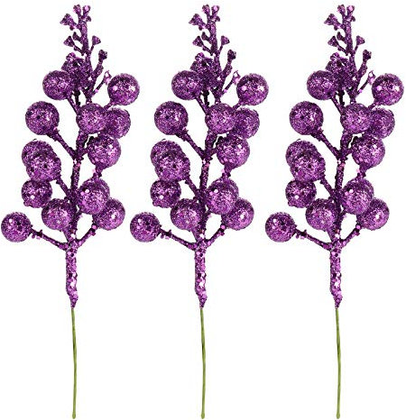 HELTER 12 Stück glitzernde Beeren Stängel Weihnachtsbaumschmuck Glitzer Beere Obst Picks Dekoration für Weihnachtsbaum Ornamente