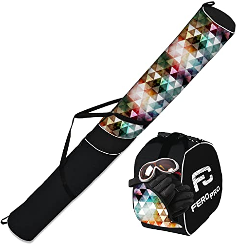 Ferocity Premium Set Skitasche und Skischuhtasche für 1 Paar Ski-Stöcke-Schuhe-Helm Triangle [053]