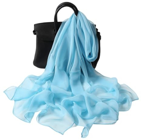 FAIRYGATE Scarf Gifts for Women Women's Scarves Chiffon Scarf Plain Neck Wrap in Plain Colours as a Perfect Accessory Classic Stole Fashion Ladies Scarfs Blue 6046