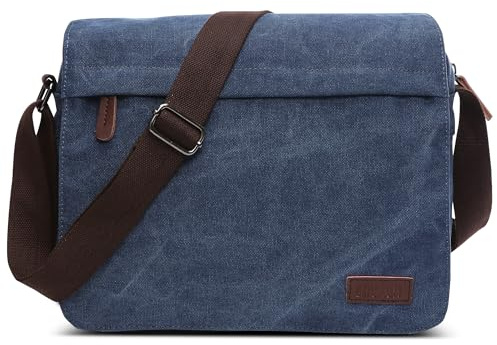 DORRISO Borsa a Tracolla Uomo Borse Messenger Ventiquattrore 13.3 pollici Laptop Messenger Bag Briefcase Causale Viaggio Lavoro Alpinismo Uomo Tela Borsa a Tracoll Blu