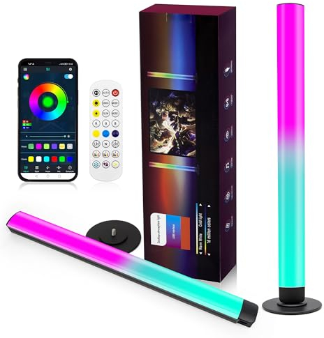 Smart LED Light Bars, Gaming Lights RGB Flow Light Bars 16 Million Colors Multiple Lighting Effects TV Backlights, Remote Control and App Control, Music Sync for PC, Room Decorative, Ambient Lighting