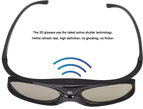 144Hz 3D Glasses, 2Pcs DLP LinK 3D Active Shutter Glasses LCD Lens 3D Projector Glasses for 3D DLP Orojectors
