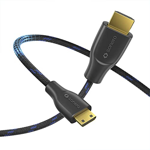 Sonero® 4K Mini HDMI auf HDMI-Kabel, Premium High Speed, 4K 60Hz, Mini HDMI Stecker auf HDMI Stecker, vergoldete Kontakte, zweifache Abschirmung, Baumwollmantel, 2,00m