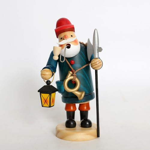 PIONEER-EFFORT Wooden German Incense Smoker Figurine 7.3 inch - Handcrafted Night Watchman with Lantern and Horn, Unique Holiday Decoration, Perfect for Christmas, Home Décor and Seasonal Gifts