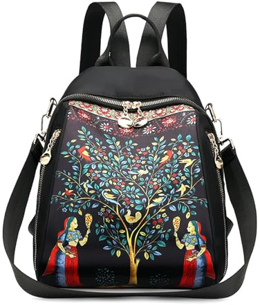 SODOLLEE Femme Sac à Dos Dames 3 en 1 Sac à Bandouliere Daypack Multipoches Étanche Nylon Sac École pour Voyage Travail Scolaire Shopping Arbre