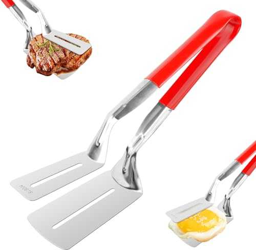 HOTUT Spatule en Acier Inoxydable 2 en 1, Spatule à œufs à Crêpes Multifonction, Spatule de Cuisine en Acier Inoxydable, Polyvalente Ustensiles de Cuisine pour Pain Omelette Crêpes Toasts