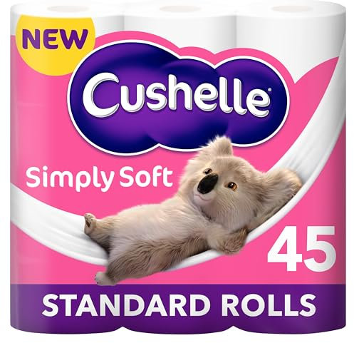 Cushelle Simply Soft Toilet Roll, 45 Standard Rolls