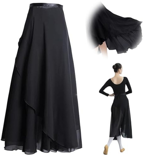 Ballettrock Wickelrock Tanz Rock, transparentem Chiffon Damen it Taille Krawatte Und Dünner,tanzmuster Wickelrock Mädchen Ballett für Mädchen weibliche Tanzausbildung