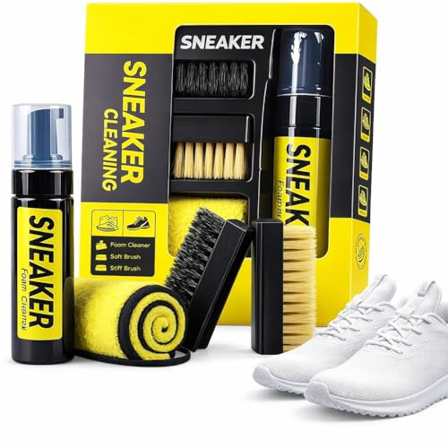 RARESHINE Premium Sneaker Cleaning Kit - Foam Cleaner, Dual Brushes for Deep Cleaning, Microfiber Towel - Ultimate Shoe Care Set for Sneakers, Trainers, and Casual Shoes, Black (Sneaker Cleaning Kit)