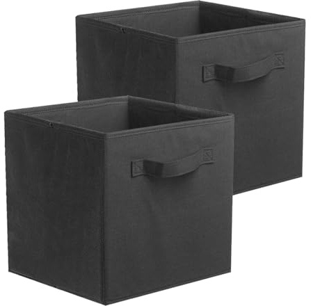 powerking Storage Box, 2 Pack Foldable Fabric Storage Bins Cubes And Cloth Storage Organizer Drawer For Closet And Toys Storage,Black