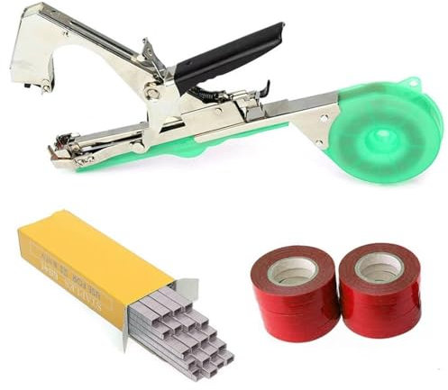 Bindegeräte Bindmaschinen Pflanzen Garten Anlage Tapetool Tbener +10 Rollen Klebeband für Gemüse Set für Gemüse Drahtbindegerät(Red)