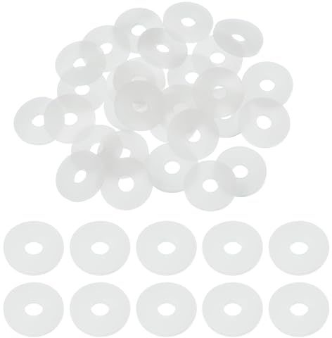 sourcing map 30 Pcs M6 Silicone Flat Washers 6mm ID 20mm OD 2mm Thick Plain Washer Grommets Plastic Sheet Gasket Fastener Sealing Spacer Gasket Ring Water Hose Washers, White