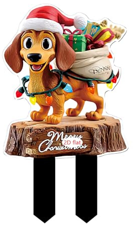 Bastoncini da giardino di Natale, per esterni, decorazione piatta in acrilico, per prati, aiuole, terrazze, sentieri, illuminazione da giardino