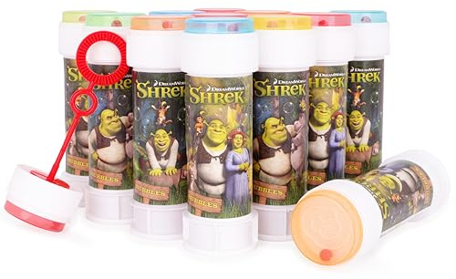Toyland® Pack of 12 Shrek Bubbles With Wands, 60ml Solution & Novelty Maze Lid - Pocket Money & Party Bag Toys