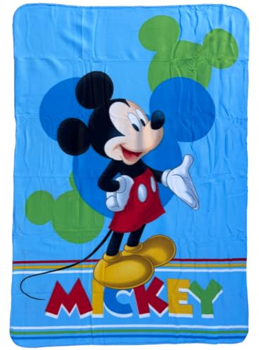 CARTOON Manta suave infantil Mickey Disney 100x140 cm manta suave de forro polar 220 GSM cálida y ligera perfecta para habitación y cuna