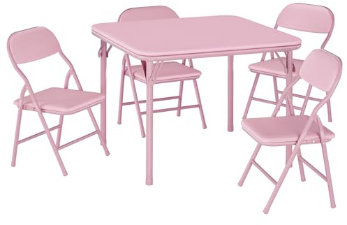 AffinityFurn 5-Piece Kids Folding Table and Chairs, Upholstered Table Set