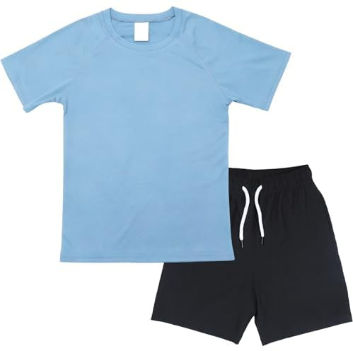 Fengzio UV Shirt und Badehose Set Jungen, Schwimmshirt Boardshorts Badeset