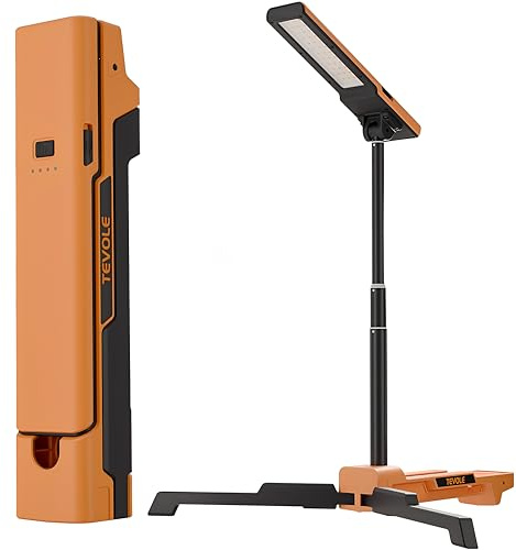 Foco LED Recargable 1500LM Foco Portátil con Trípode Plegable y Altura Ajustable, Luz de Trabajo para Construcción, Camping, Bricolaje, Exterior, Resistente al Agua IP54, Carga Rápida por Type-C