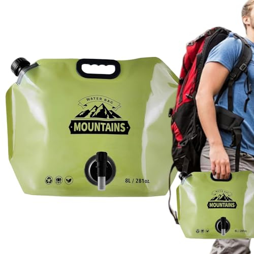 Vattenväskor för camping – 43 x 31 x 7,5 cm läckagesäker frysbar blåsa | 8 L med kran bärbar vattenpåse | läckagesäker ater-blåsa för utomhus camping vandring ryggsäck ridning sport