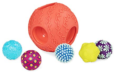 B. toys - Ballyhoo - 6 Sinneskugeln - 1 großer Ball & 5 kleine Bälle - Texturiertes & buntes Babyspielzeug - Entwicklungsförderndes Spielzeug für Säuglinge - 6 Monate +