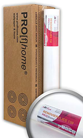 Profhome Renoviervlies 130 g Öko Malervlies glattes Vlies rissüberbrückende Vliestapete umweltbewusst nachhaltig umweltschonend weiß 1 Karton 4 Rollen 75 qm FSC® MIX Nr. TSUD-COC-001718-KR